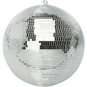 FXLab Lightweight Silver Mirror Dance Disco Party DJ Ball (400mm 16") with Dual Hanging Points