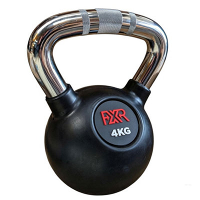 FXR Sports Rubber Coated Kettlebell With Knurled Steel Handle 4KG
