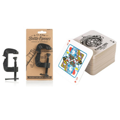 G-Clamp Bottle Opener & Playing Card Drink Mats