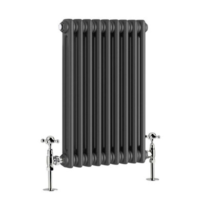 G-Rad Anthracite Double Column Horizontal Cast Iron Radiator - (H) 600 ...