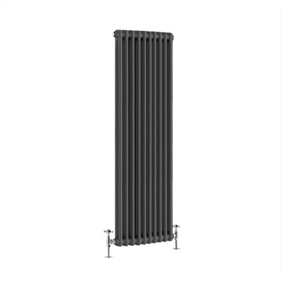 G-Rad Anthracite Double Column Vertical Cast Iron Radiator - (H) 1500 x (W) 460mm