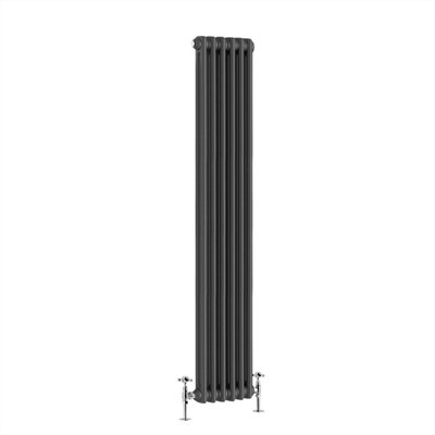 G-Rad Anthracite Double Column Vertical Cast Iron Radiator - (H) 1800 x (W) 285mm
