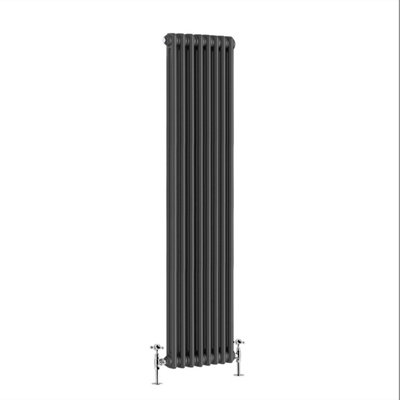 G-Rad Anthracite Double Column Vertical Cast Iron Radiator - (H) 1800 x (W) 370mm
