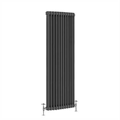 G-Rad Anthracite Double Column Vertical Cast Iron Radiator - (H) 1800 x (W) 550mm
