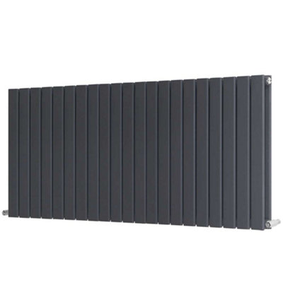 G-Rad Anthracite Double Flat Panel Designer Column Horizontal Radiator - (H) 600 x (W) 1428mm