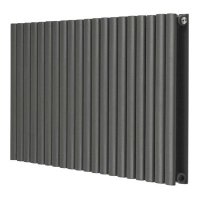 G-Rad Anthracite Double Oval Panel Designer Column Horizontal Radiator - (H) 600 x (W) 1200mm