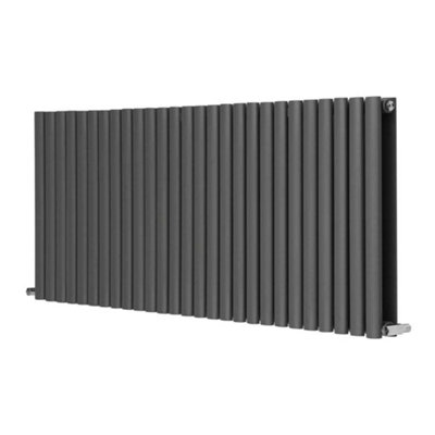 G-Rad Anthracite Double Oval Panel Designer Column Horizontal Radiator - (H) 600 x (W) 1620mm