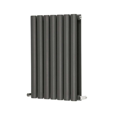 G-Rad Anthracite Double Oval Panel Designer Column Horizontal Radiator - (H) 600 x (W) 420mm