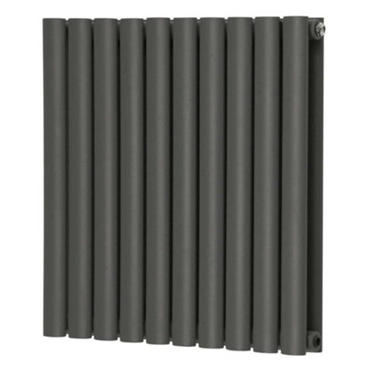 G-Rad Anthracite Double Oval Panel Designer Column Horizontal Radiator - (H) 600 x (W) 600mm