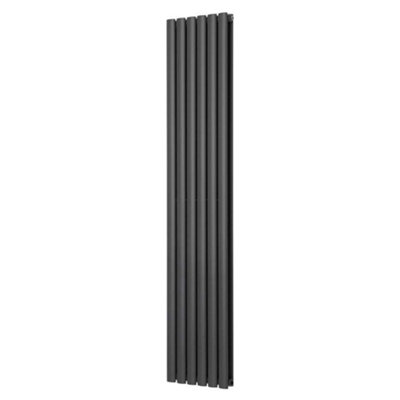 G-Rad Anthracite Double Oval Panel Designer Column Vertical Radiator - (H) 1800 x (W) 360mm