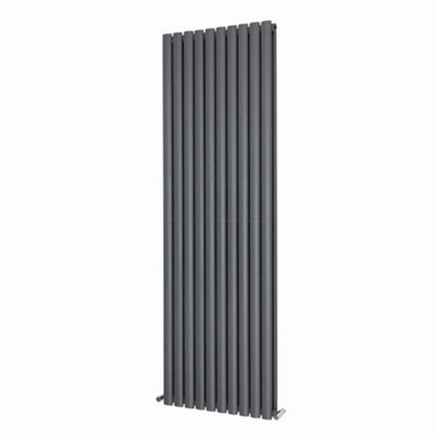 G-Rad Anthracite Double Oval Panel Designer Column Vertical Radiator - (H) 1800 x (W) 600mm