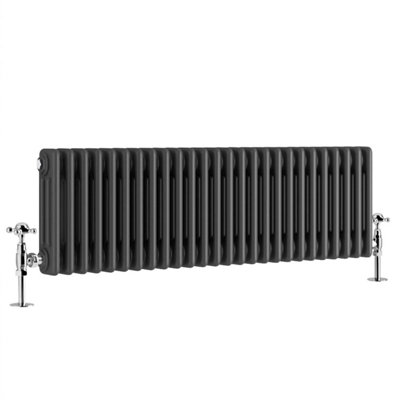 G-Rad Anthracite Triple Column Horizontal Cast Iron Radiator - (H) 300 x (W) 1175mm