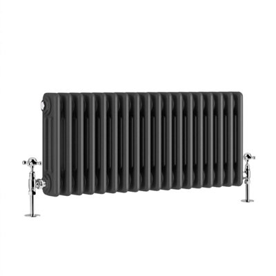 G-Rad Anthracite Triple Column Horizontal Cast Iron Radiator - (H) 300 x (W) 820mm
