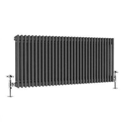 G-Rad Anthracite Triple Column Horizontal Cast Iron Radiator - (H) 600 x (W) 1445mm