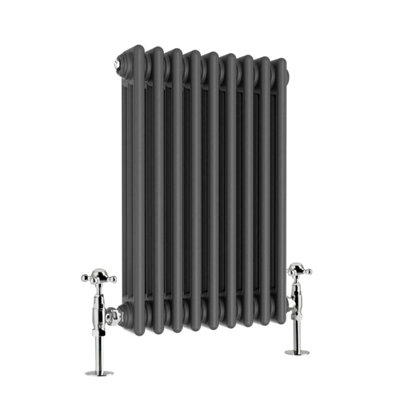 G-Rad Anthracite Triple Column Horizontal Cast Iron Radiator - (H) 600 x (W) 420mm