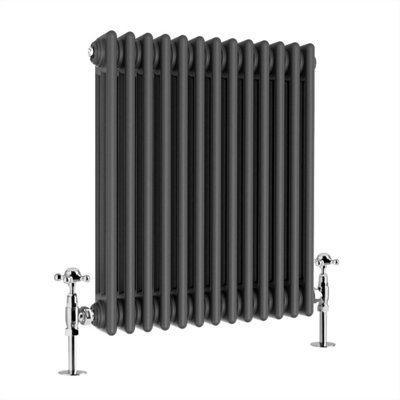 G-Rad Anthracite Triple Column Horizontal Cast Iron Radiator - (H) 600 x (W) 600mm