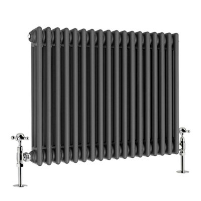 G-Rad Anthracite Triple Column Horizontal Cast Iron Radiator - (H) 600 x (W) 820mm