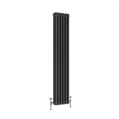 G-Rad Anthracite Triple Column Vertical Cast Iron Radiator - (H) 1500 x (W) 285mm