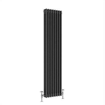 G-Rad Anthracite Triple Column Vertical Cast Iron Radiator - (H) 1800 x (W) 375mm