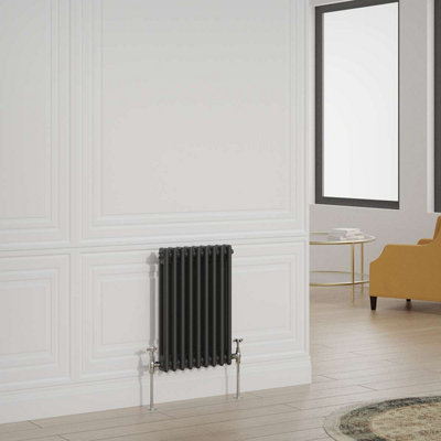 G-Rad Black Double Column Horizontal Cast Iron Radiator - (H) 600 x (W) 415mm