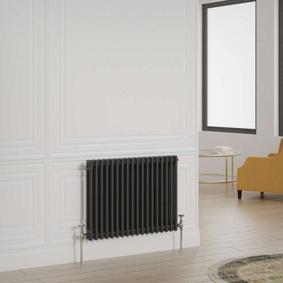 G-Rad Black Double Column Horizontal Cast Iron Radiator - (H) 600 x (W) 810mm