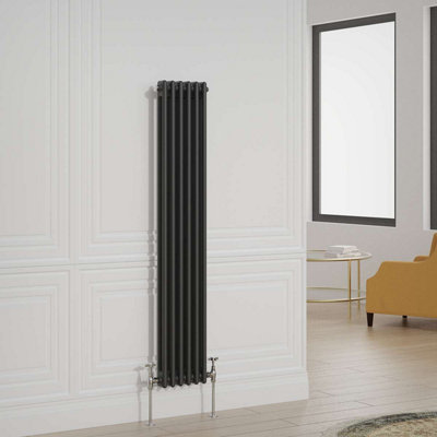 G-Rad Black Double Column Vertical Cast Iron Radiator - (H) 1500 x (W) 285mm