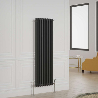 G-Rad Black Double Column Vertical Cast Iron Radiator - (H) 1500 x (W) 460mm
