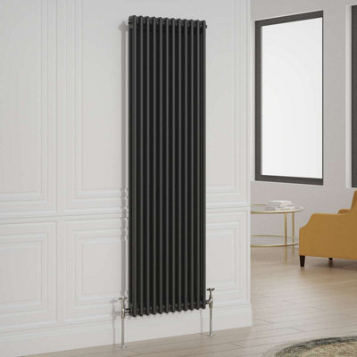 G-Rad Black Double Column Vertical Cast Iron Radiator - (H) 1800 x (W) 550mm