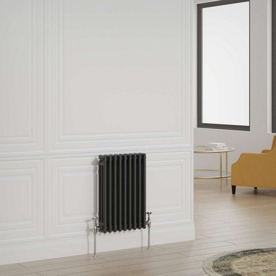 G-Rad Black Triple Column Horizontal Cast Iron Radiator - (H) 600 x (W) 420mm