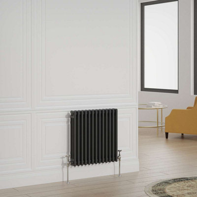G-Rad Black Triple Column Horizontal Cast Iron Radiator - (H) 600 x (W) 600mm