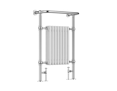 G-Rad Chrome/White Nickel Traditional Bathroom Radiator - 963x673mm