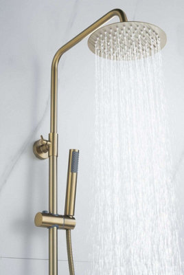 Washly Gold Rainfall Handheld Shower Head – Wall Mount With Holder, Stainless Steel