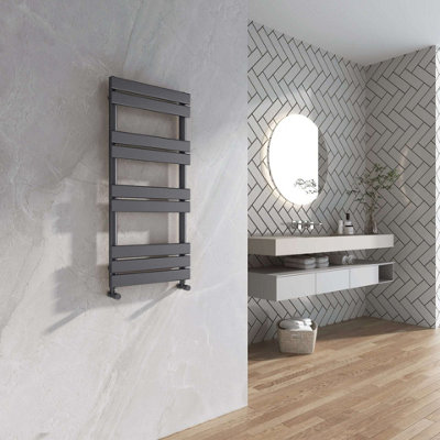 G-Rad Gun Metal Heated Towel Rail Flat Panel Bathroom Radiator - 1000x450mm