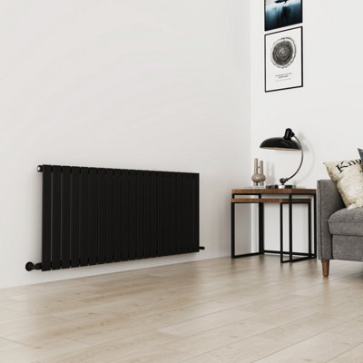G-Rad Matt Black Double Flat Panel Designer Column Horizontal Radiator ...