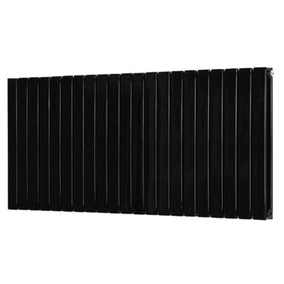 G-Rad Matt Black Double Flat Panel Designer Column Horizontal Radiator - (H) 600 x (W) 1428mm