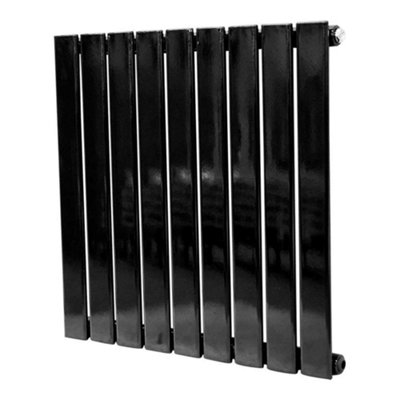G-Rad Matt Black Single Flat Panel Designer Column Horizontal Radiator - (H) 600 x (W) 612mm
