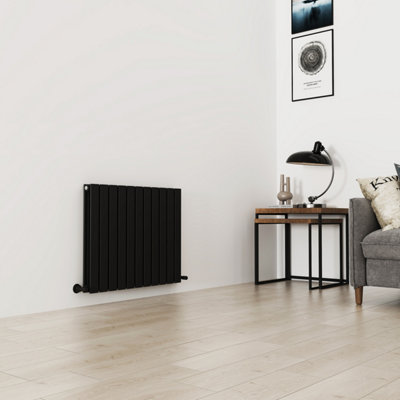 G-Rad Matt Black Single Flat Panel Designer Column Horizontal Radiator ...