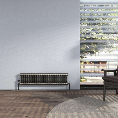 G-Rad Raw Metal Double Column Horizontal Cast Iron Radiator (H