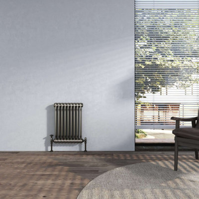 G-Rad Raw Metal Double Column Horizontal Cast Iron Radiator - (H) 600 x ...
