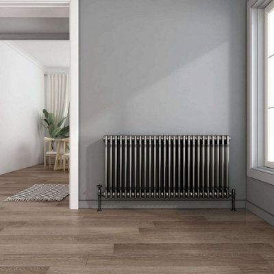 G-Rad Raw Metal Triple Column Horizontal Cast Iron Radiator - (H) 600 x ...