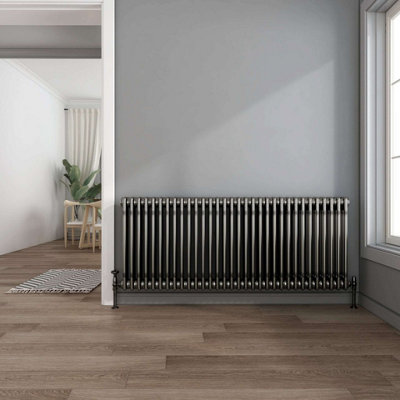 G-Rad Raw Metal Triple Column Horizontal Cast Iron Radiator - (H) 600 x ...