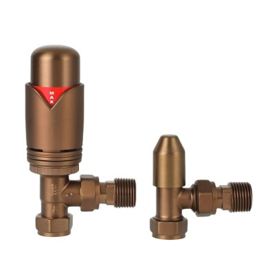 G-Rad Thermostatic Radiator Valve Set TRV Angled With Lockshield 15mm x ...