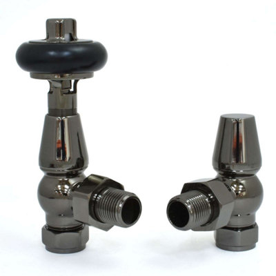 G-Rad Thermostatic Radiator Valve Set TRV Angled With Lockshield 15mm x ...