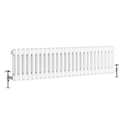 G-Rad White Double Column Horizontal Cast Iron Radiator - (H) 300 x (W) 1165mm