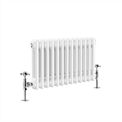 G-Rad White Double Column Horizontal Cast Iron Radiator - (H) 300 x (W) 590mm