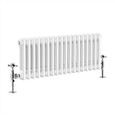 G-Rad White Double Column Horizontal Cast Iron Radiator - (H) 300 x (W) 810mm