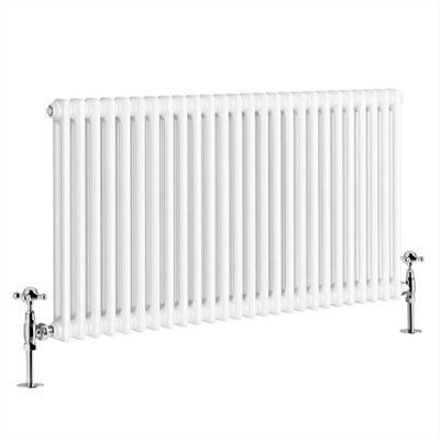 G-Rad White Double Column Horizontal Cast Iron Radiator - (H) 600 x (W) 1165mm