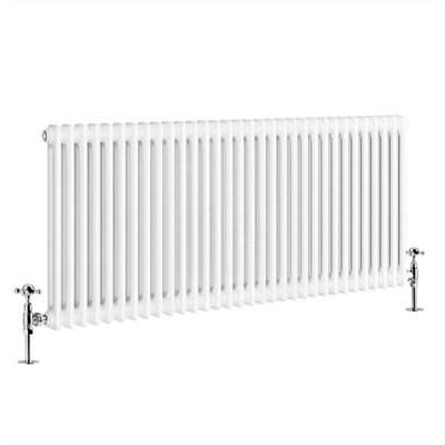 G-Rad White Double Column Horizontal Cast Iron Radiator - (H) 600 x (W) 1430mm