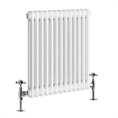 G-Rad White Double Column Horizontal Cast Iron Radiator - (H) 600 x (W) 590mm