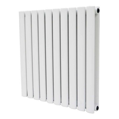 G-Rad White Double Oval Panel Designer Column Horizontal Radiator - (H) 600 x (W) 600mm